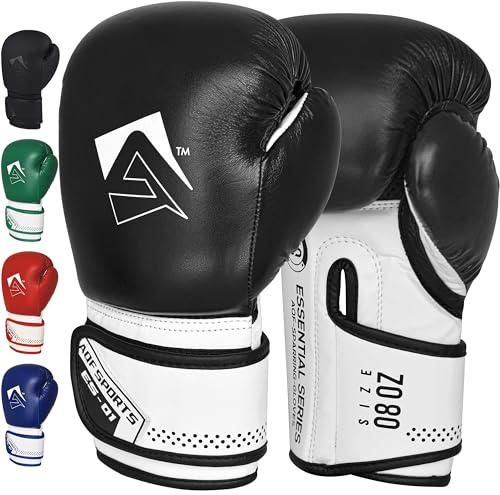 AQF Boxning Handskar För Träning Och MMA Muay Thai Boxningssäck Sparring MMA-Handskar För Kickboxning Fighting & Boxningssäck Med Extra Lager Av Stoppning (12oz, Svart)