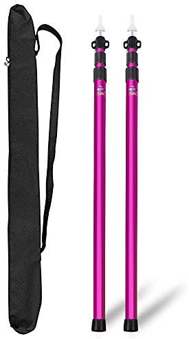Umisu Set of 2 Telescopic Aluminium Tarpaulin Pole Tent Pole 2.3 m Shade Sail for Camping Holiday Tent Accessory Awning Red