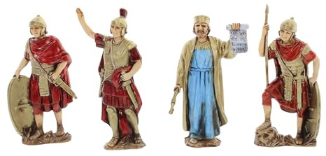 Moranduzzo Set 4 Personaggi Re Erode e Soldati Romani per Presepe da 8 cm – COMPACT 8 – Scala 1:22 – Statuine Indistruttibili, Pittura a Mano, Scultore M. Landi, Made in Italy