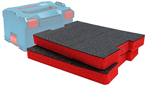 Shadow Foam Insertos L-Boxx - Ajuste perfecto para Bosch L-Boxx 102-374 [Rojo 50 mm Twin Pack] Insertos de espuma para caja de herramientas modular Sortimo L-Boxx | Ideal para herramientas eléctricas,