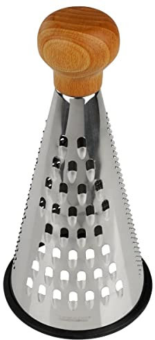 Fackelmann 31036 Rallador de acero inoxidable, rallador de queso, rallador de verduras, mango de madera certificado FSC, acero inoxidable, 24x12cm