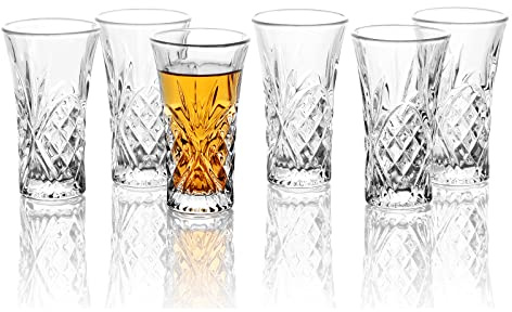 HOMEYUT Shot Glasses, 2oz Super Cute Ornate Shot Glasses Set of 6/Fancy Shot Glasses/Heavy Base Shot Glass Set/Tequila Shot