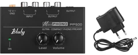 Btuty - Preamplificatore Fono, Preamplificatore Ultra-Compatto con Controlli di Livello e di Volume, Ingresso e Uscita RCA 1/4