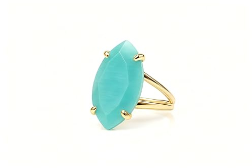 Bague Amazonite Marquise - Bague Solitaire À Griffes En Or 14k - Bague Femme - Bague De Fiançailles, De Promesse, De Mariage, De Naissance - Mode Élégante Et Cadeaux Pour Elle