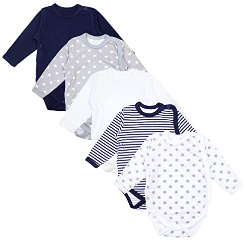 TupTam Baby Body Langarm – Wickelbody Langarm für Jungen & Mädchen, 5er Pack, 100% Baumwolle, OEKO-TEX, Farbe: Mehrfarbig, Größe: 50