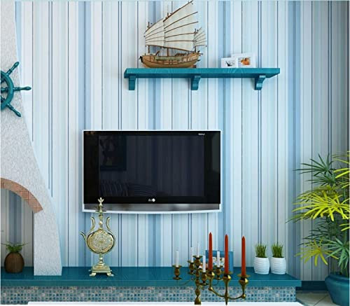Blau Vliestapete 9,5 m x 0,53 m Mittelmeer- Wandtapete Streifen Tapete Poster Wanddekoration für Wohnzimmer Küche Schlafzimmer Büro Hotel