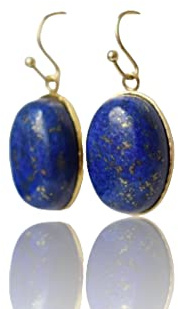 Lapislazuli Ohrhänger, ovale Edelstein Ohrringe, Hängeohrringe mit blauem Stein, Ohrringe Lapis Lazuli, vergoldete Edelstahl, dunkelblau, Lapislazuli Schmuck, Geschenk für Frauen, Unikat Ohrschmuck