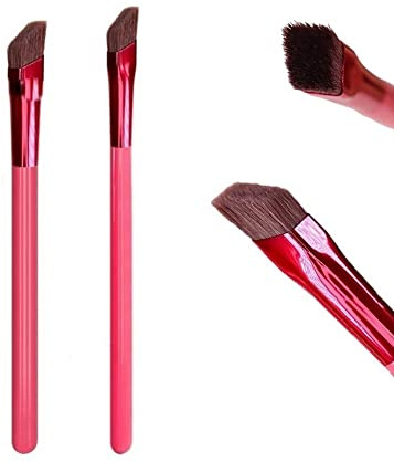 2Pcs Eyebrow Brush (S, L) 4D Hair Stroke Brow Stamp Brush Professional Angled Eye Makeup Brush Multi Function Brow Hairline Concealer Contour Brush Ultra Thin Square Realistic Hair Stroke Brow Brush
