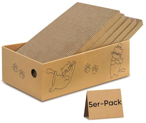 AGYM Cat Scratcher, 5 Packs in 1 Cardboard Box Cat Scratching Pad for Indoor Cats and Kitten, Cat Scratch Pad to Protect Furniture, Large Size