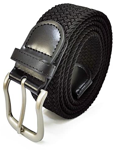 Gloop Unisex elastiskt svart stora storlekar bälte flätat stretchbälte stretchigt tyg läderbälte för kvinnor och män bredd ca 4 cm, flerfärgad, Gesamtlänge 150 cm