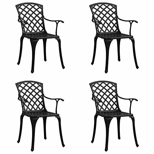 BaraSh Gartenstühle 4 STK. GartenstüHle Stapelbar Camping Tisch Stuhl Set Garden Chair Garten StüHle Outdoor Aluminiumguss Schwarz