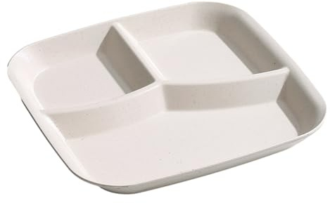 Speiseteller mit 3 Fächern, rechteckig, aus lebensmittelechtem Polypropylen, spülmaschinenfest, für Erwachsene, Kinder, Frühstück, Snack, Gemüse, Mahlzeiten, Servierschale, Küchenzubehör, hohe Beige