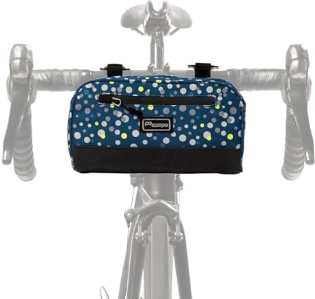 Po Campo Domino Handlebar Bag - Large, Waterproof Bicycle Storage Baskets for Front Mount - Lightweight Bike Bags That Convert To Crossbody (Bubbly)