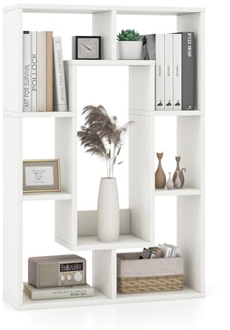 COSTWAY Bücherregal mit 7 Fächern, Standregal, Raumteiler Regal, Würfelregal mit Kippschutz, Aufbewahrungsregal für Wohnzimmer, Arbeitszimmer, Büro, 60 x 20 x 90 cm (Weiß)