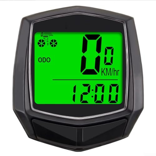 SPORTARC Fahrradcomputer, Fahrrad Tacho Kilometerzähler mit LCD Hintergrundbeleuchtung Display IPX5 Wasserdicht, Schwarz