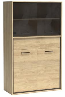 Vitrinenschrank Vitrine Highboard Sideboard Kommode Aufbewahrungsschrank Wohnzimmer Schrank in Eiche