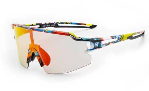 ROCKBROS Fahrradbrille UV 400 Sonnenbrille Photochromatisch Brille Klar Winddicht Sportsbrille für Outdoor Radfahren Angeln Golf Herren