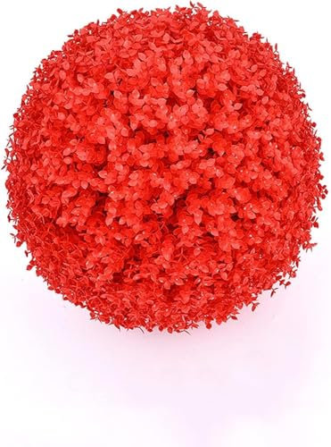 Künstliche Grasbälle, Künstlicher Buchsbaum-topiary-ball, Künstliche Pflanzen-topiary-bälle, Realistische Farbe Für Hinterhof, Balkon, Garten, Hochzeitsfeier, Heimbüro(Size:12inch/30cm,Color:Rot)