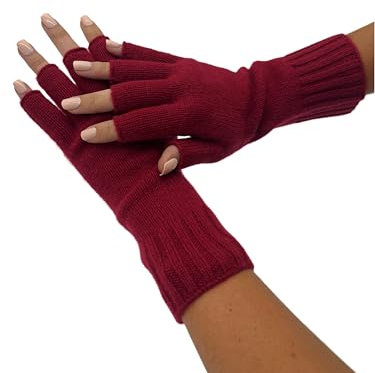 Alashan Fingerloser Handschuh aus Kaschmir, 100 % Kaschmir, Samtrot, Einheitsgröße