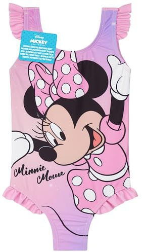 Get Trend Disney Minnie Mouse Bañador Niña Bebe Traje de Baño Natación de Pieza Única para Piscina y Playa Cómodo Bañadores de Natación Niña (5-6 Años, Rosa Minnie Mouse)