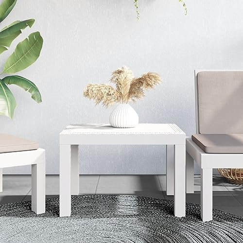 ShGaxin Gartentisch Weiß 59x47x40 cm PP Terrassentisch, Esstisch Garten, Balkontisch, Gartenesstisch, Gartenmöbel, Partytisch, 364728