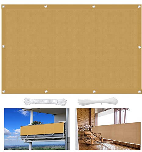 Terrassenüberdachung für den Außenbereich, 3 x 8,5 m, atmungsaktiv, 95 % Sonnenschutz, mit Kabelbindern, für Partys im Freien, Khaki