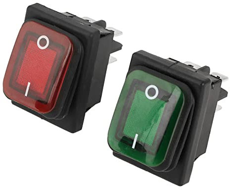 Interrupteur à Bascule 4 Broches 2 Positions – Noir – Lampe Rouge Verte Marche/arrêt – Ensemble de 4 Pièces – Excellente Performance – Longue Durée de Vie