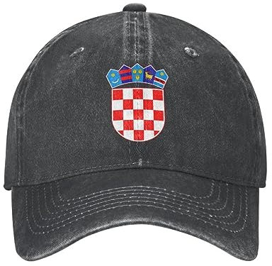 HEBUOUI Männer Schwarze Baseballkappe Mode Baumwolle Wappen Von Kroatien Baseballkappe Männer Frauen Atmungsaktive Papa Hut Sport personalisierte Geschenke für Männer