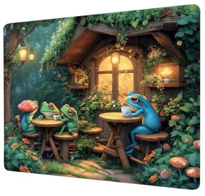 Mouse Pad Green Mouse Mat Small 340x280x3mm Desk Mat, Mini Gaming Mouse Pad Frog Mousepad with Stitched Edges, Waterproof Surface, Mouse Mats for Wireless Mouse Travel Office Laptop Portable H1-498