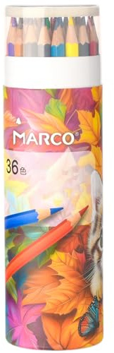 MARCO Buntstifte, 36-Farbige Ölbuntstifte für Erwachsene - Mit sechseckiger Form, vorgespitzt und bruchsicher. Das Bleistift - Set mit Stiftebecher ist ideal für Künstler, Schüler und Anfänger