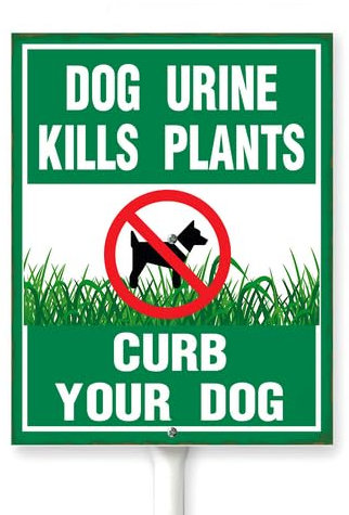 Horienteeon Curb Your Dog,Dog Urine Kills Plants Panneau de cour avec piquet No Dog Autorisé Ferme Rue Route Pelouse Quartier Herbe Fleurs sauvages Jardin Party Outdoor Décorations en aluminium 15,2 x