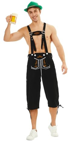 Feynman Echte Bayerische Trachtenhose - Traditionelle Lederhosen für Männer mit Stickerei - Ideal für Wiesn, Volksfeste & Trachtenevents