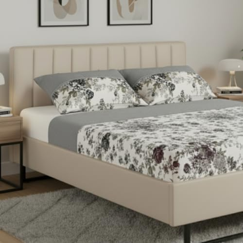 Jenny Sesal Set completo letto in Flanella Anti-Pilling - Daphne Singolo, una piazza e mezza e matrimoniale - Calde e morbide al tatto (Tortora, Matrimoniale, Floreale)