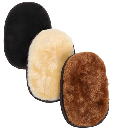 NIYANGLE 3pcs Polishing and Cleaning Gloves for Leather Products, Soft Thickened Lambswool Buffing Mittens in Black, Camel, and Beige, Shoe and Furniture Care Kit for Home Use