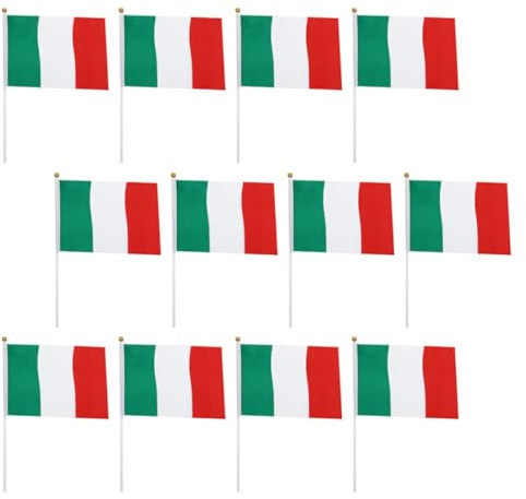 GATHINESS Juego de 100 Banderas Italianas de Mano de Poliéster, Portátiles y Multiusos para Fiestas, Desfiles y Eventos Públicos Diseño Elaborado