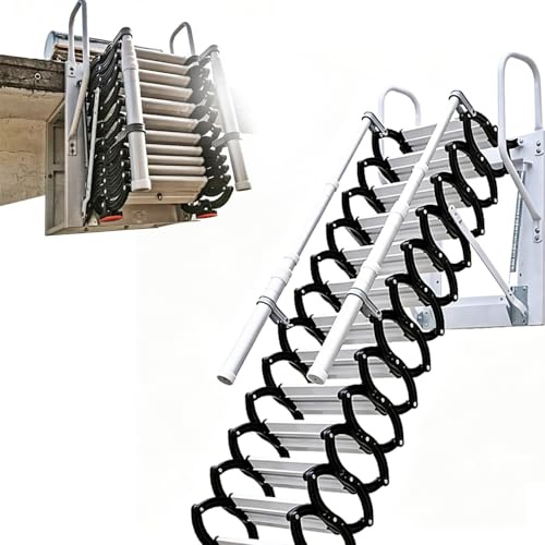 Scale retrattili per soffitta, scale a muro per soffitta con 7-11 gradini, scale pieghevoli telescopiche, adatte a soffitte, tetti, garage, magazzini, scantinati, ecc. 9steps