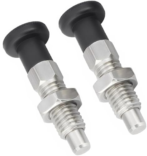 2 Pack Push Fit Ball Nose Spring Plunger, M12-8 Retractable Thread Index Plungers Stainless Steel Spring Return Knob Plunger for Industrial Equipment