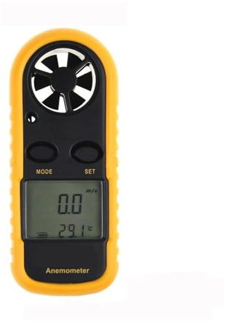 Digital Anemometer, Portable Digital Anemometer Wind Speed Gauge Air Temperature Meter Thermometer