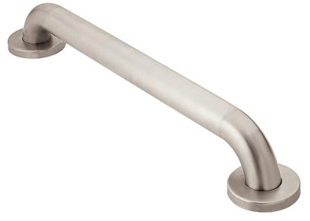 Moen Home Care Bathroom Safety 18 Inch Stainless Steel Handicap Grab Bar for Bathtub and Shower, Slip Resistant Finish, Elderly Assistance Product, Polished Brass, R8918P