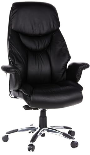 hjh OFFICE 608210 XXL Silla ejecutiva Prado Piel sintética Negro, Confortable Sillón de Oficina Buen Acolchado