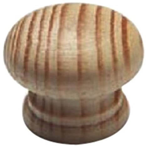 Merriway BH00416 (10 Pcs) Unlacquered Pine Wooden Cupboard Door/Drawer Knobs Drilled for Woodscrew Dowel Screw, 30 mm (1.1/4 Inch) - Pack of 10 Pieces