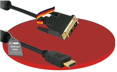 HD Supply Cable HDMI/DVI de alta velocidad con Ethernet (HEAC), 0,50 m, conectores chapados en oro, HDMI 1.3 (1080p 60 Hz), filtro de ferrita, 10,2 GB/s, negro