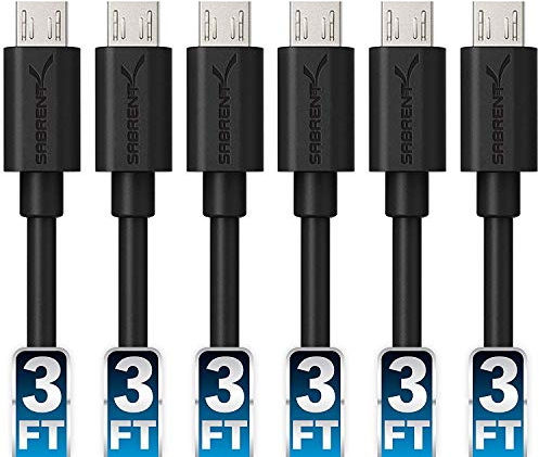 SABRENT Micro USB Kabel Schnellladekabel (6 Stück x 90cm) High Speed Ladekabel 5V-3A (CB-UM63)