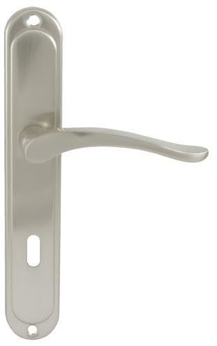 domino Türgriff 72 Drückergarnitur BB-Buntbart Set Langschildgarnitur Türklinke für Zimmertür, Bürotür, Kellertür & Innentür L-Form Aluminiuml Nickel Türdrückergarnitur BALLEN M9