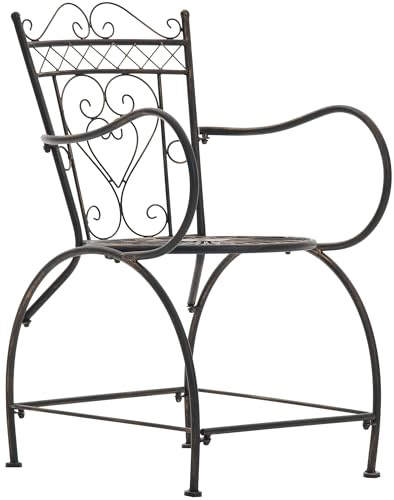 CLP Gartenstuhl Sheela im Landhausstil mit Metallgestell, bequemen Armlehnen, robust und wetterfestem Design - Farbe Bronze