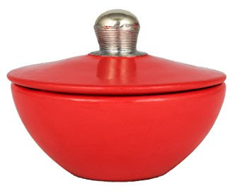 Orientalische Tadelaktdose Dosen aus Tadelakt Freira Rot 11cm | Marokkanische Minzdose Tee Kaffee Dose aus Marokko | Orient Vintage Vorratsdose Gewürzdose rund | Geschirr orientalisch Handarbeit
