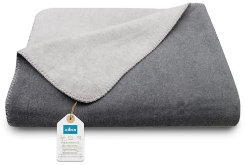 ZOLLNER Kuscheldecke zweifarbig in 150x200 cm - kuschelige Sofadecke in grau - waschbar bis 40°C - langlebiges Mischgewebe - Hotelwäschequalität - Oeko Tex® Zertifiziert