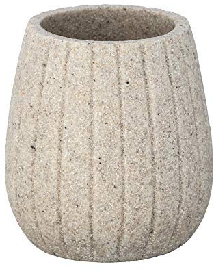 WENKO Zahnputzbecher Cantaloup Beige - Zahnbürstenhalter für Zahnbürste und Zahnpasta, Polyresin, 9 x 10 x 9 cm, Beige