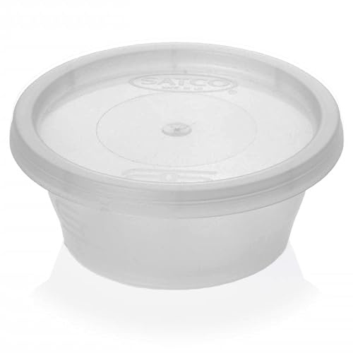 MARENT 50 Satco Plastic Food Takeaway Microwave Heavy Duty Cups with Lids 2oz 4oz 8oz 12oz 16oz (2oz)