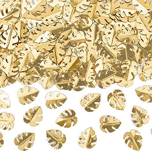 DekoHaus Konfetti Monstera Blätter Gold Metallisch – ca. 15 g Tischkonfetti, Blattform 1,5 x 2 cm, Party Deko für Geburtstag, Hochzeit, Sommerfest, Tropisch